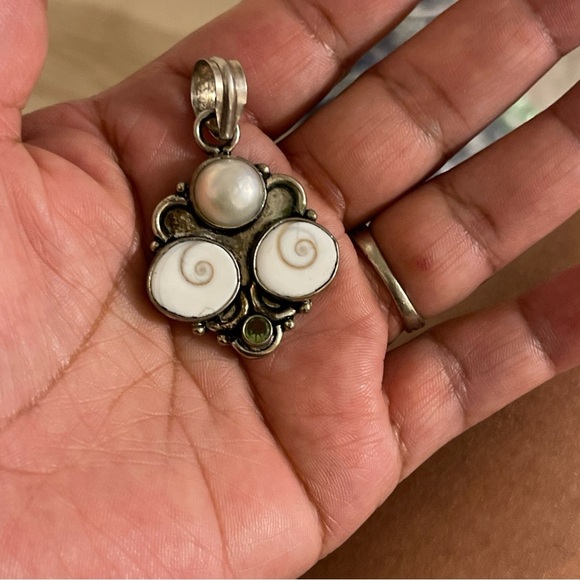 vintage shiva eye, pearl Women's pendant in silver tone - Picture 5 of 5